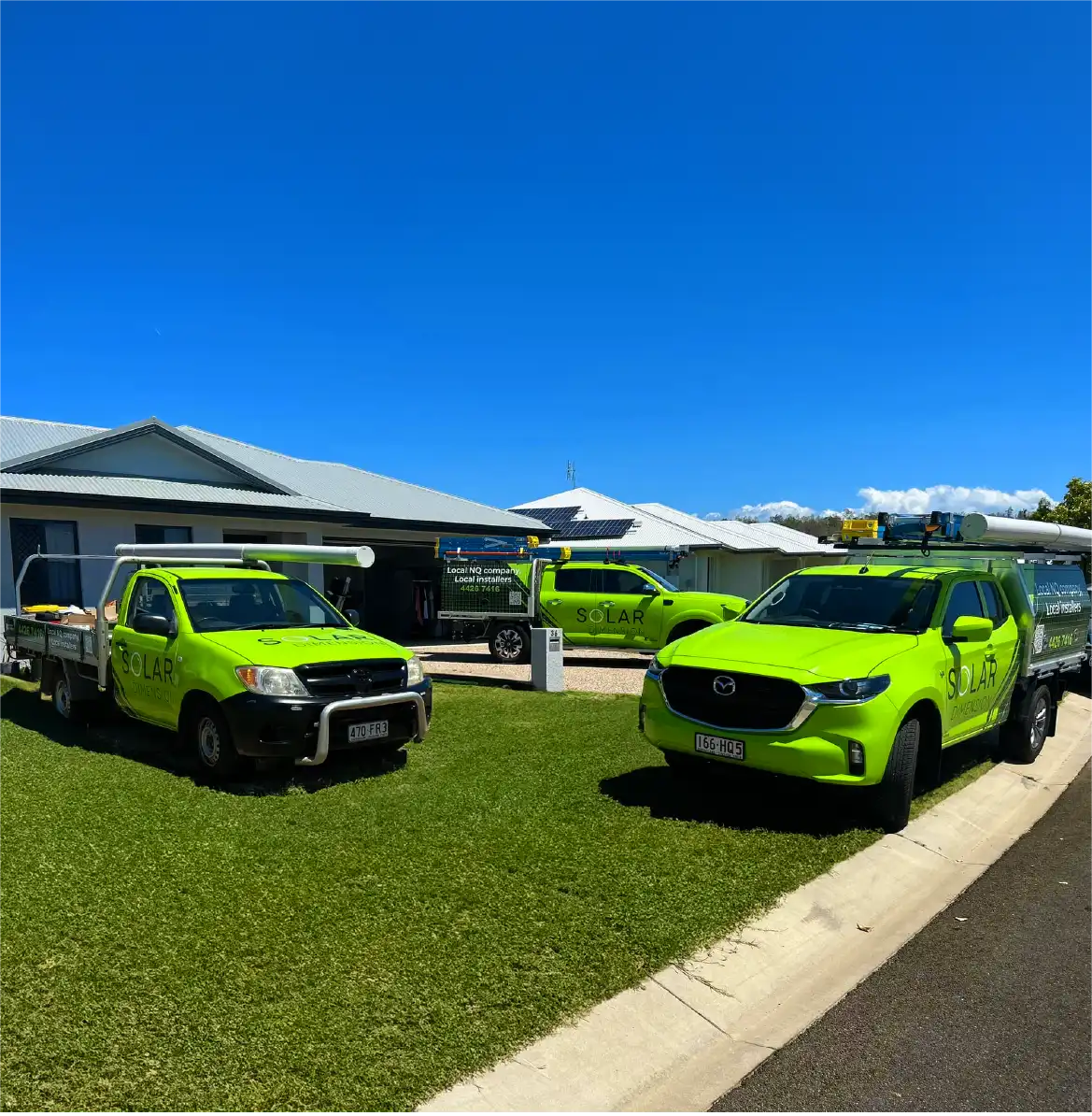 Solar Dimension fleet outside a Townsville home